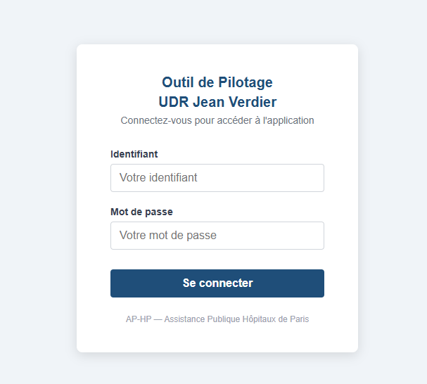 Page de connexion de l'application UDR