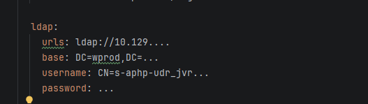 Configuration LDAP ajoutée dans l'application Spring Boot