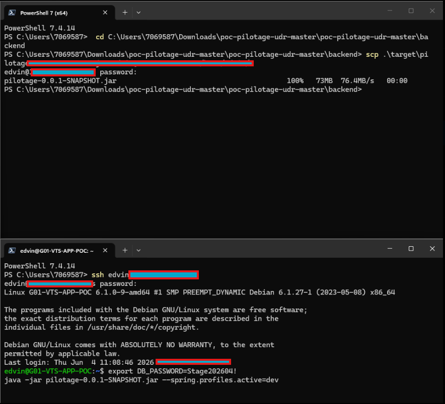 Transfert et lancement du projet sur une machine virtuelle